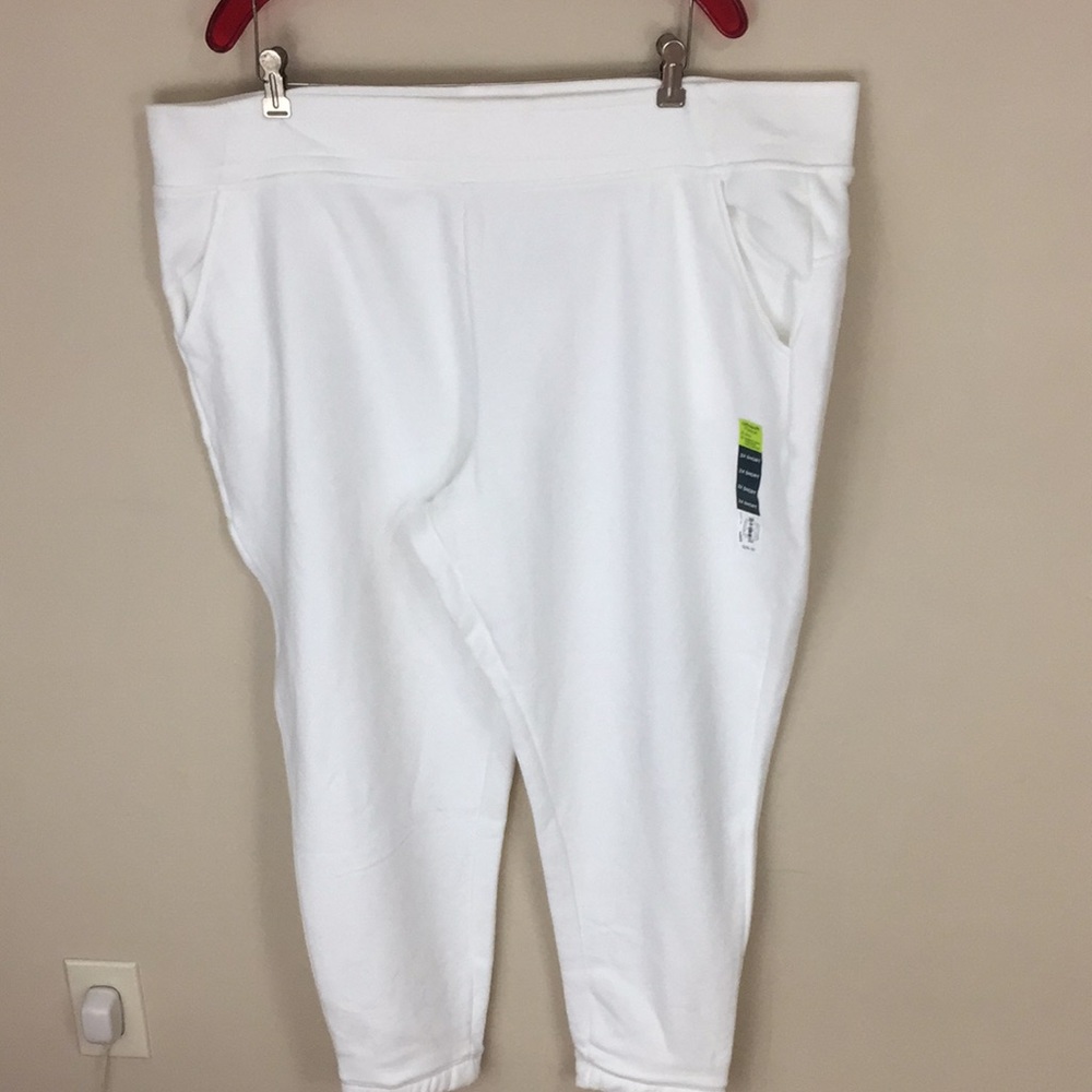 Tek Gear Ultrasoft White Fleece  Banded Botton Pants Joggers Size 2X Short